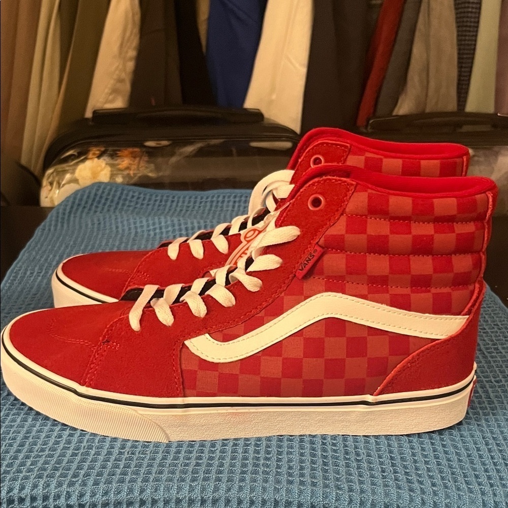 Vans Filmore Hi Top Red Checkered Sneakers